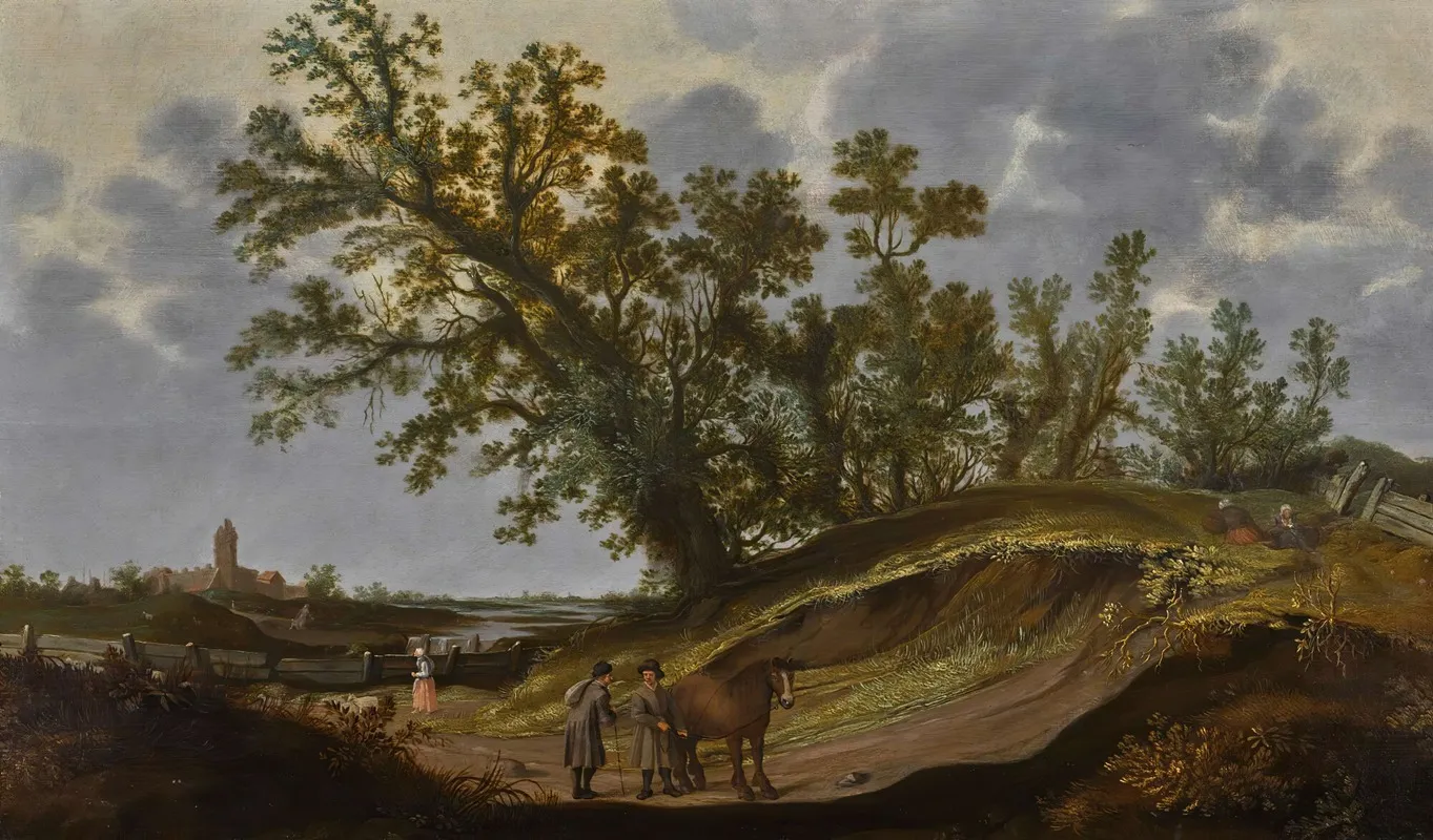 Landscape With Figures On A Path A Church Beyond Wall Art by Reyer Claesz. Suycker - High-Resolution Digital Print