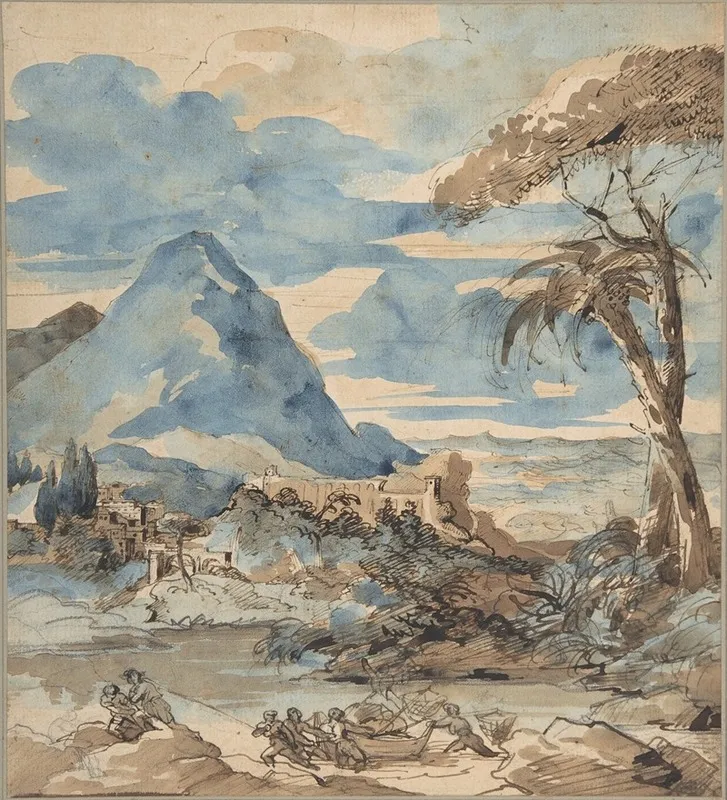 Landscape With Fishermen 2 Wall Art by Théodore Géricault - High-Resolution Digital Print