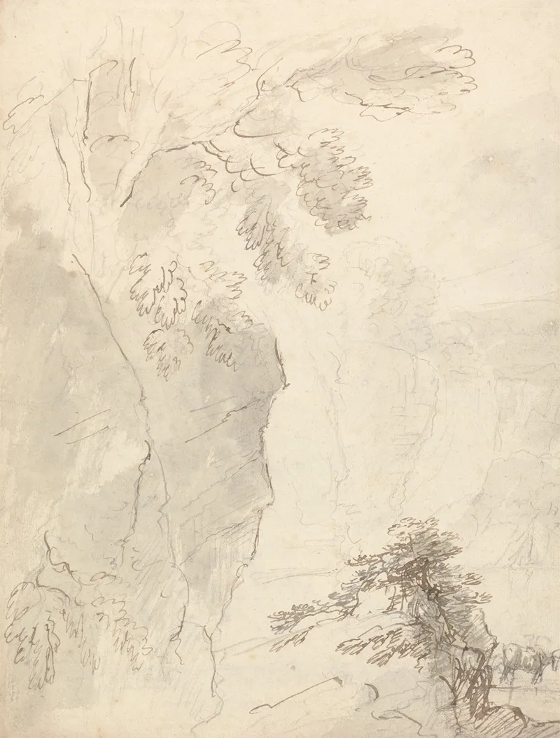 Landscape With Gorge And Cattle Wall Art by Henry Richard Greville third Earl of Warwick - High-Resolution Digital Print