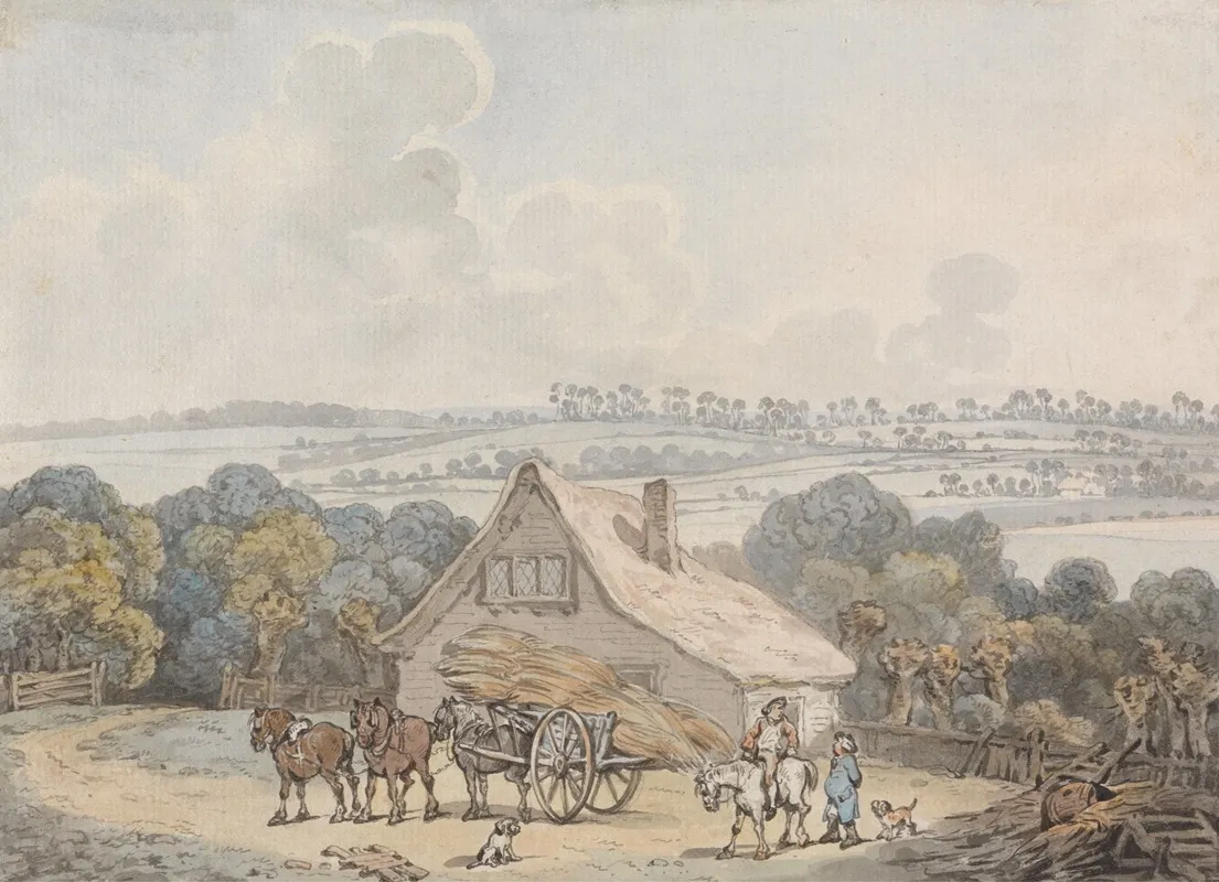 Landscape With Hay Cart Before A Cottage