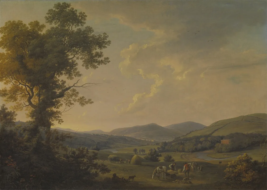 Landscape With Haymakers And A Distant View Of A Georgian House Wall Art by William Ashford - High-Resolution Digital Print