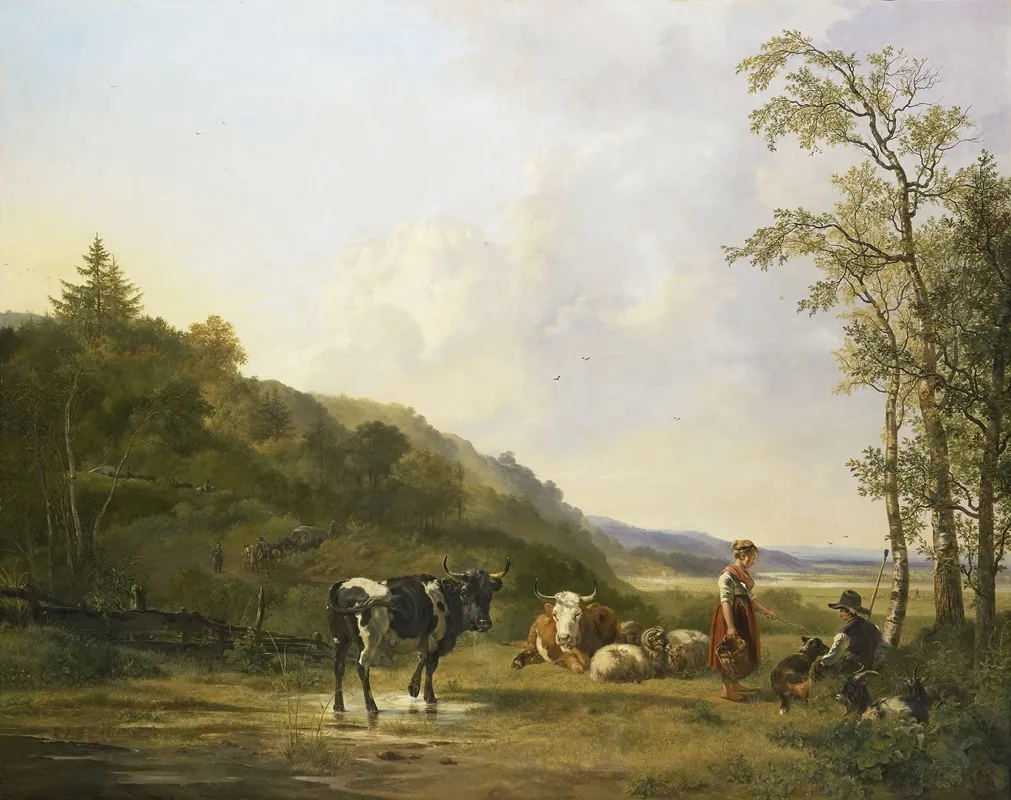 Landscape With Herdsmen And Cattle 4 Wall Art by Pieter Gerardus van Os - High-Resolution Digital Print