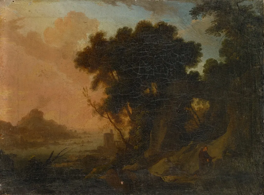 Landscape With Hermit Wall Art by Pierre Antoine Patel the younger - High-Resolution Digital Print