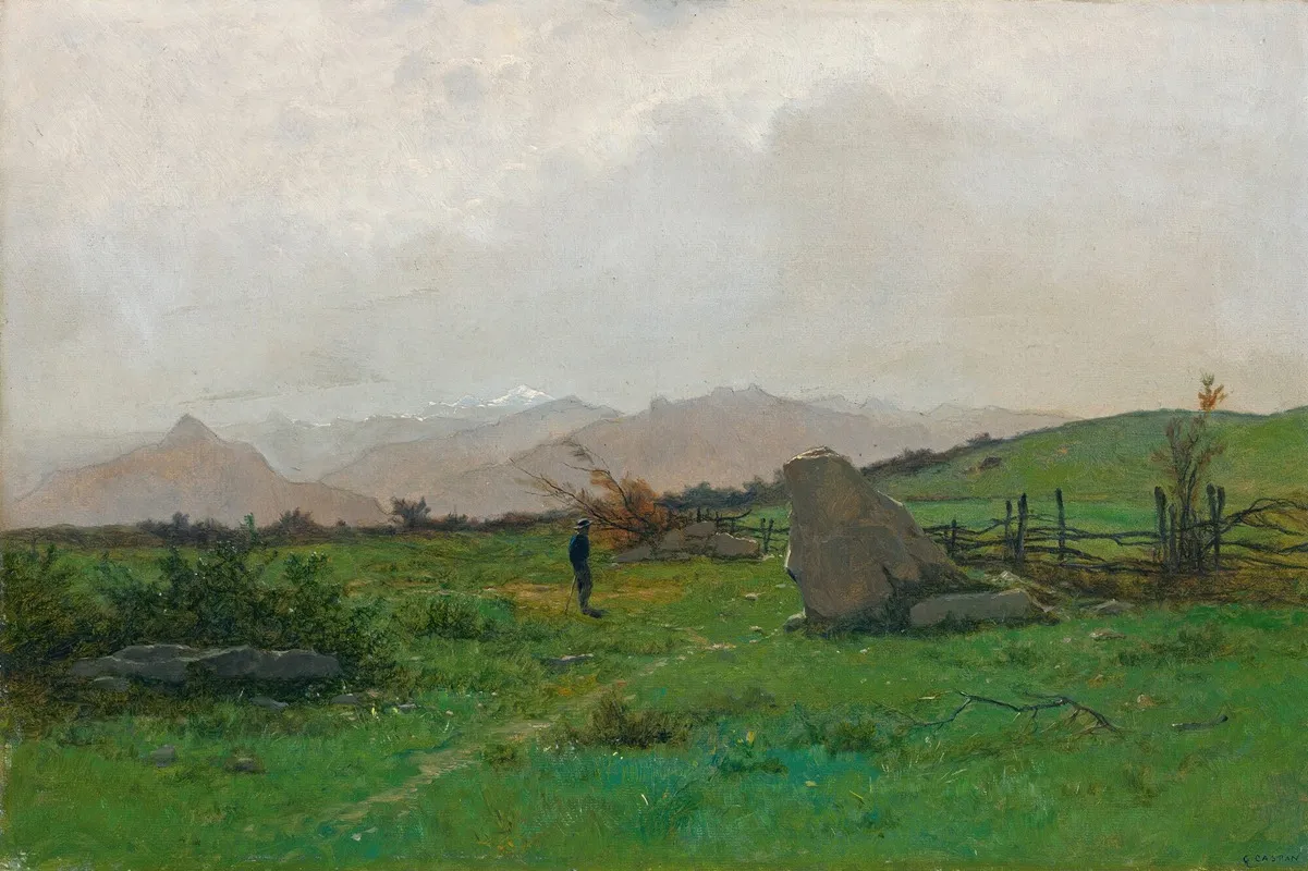 Landscape With Hiker Wall Art by Gustave Castan - High-Resolution Digital Print