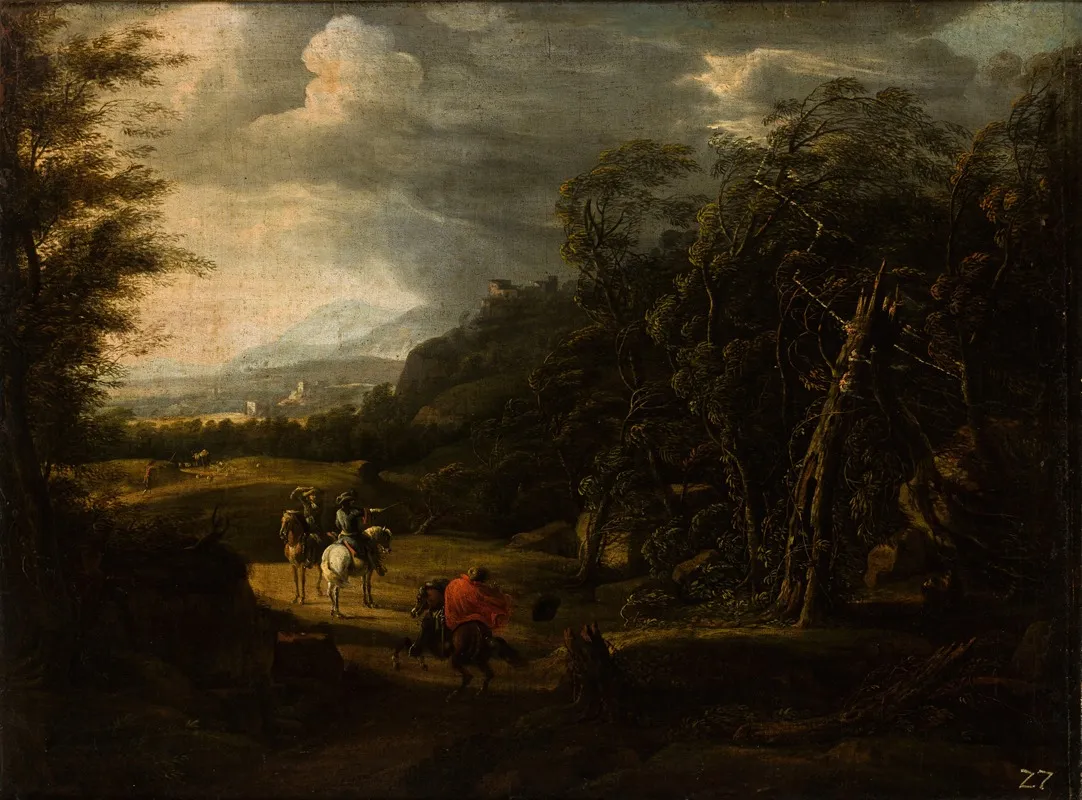 Landscape With Horsemen Wall Art by Wilhelm von Bemmel - High-Resolution Digital Print