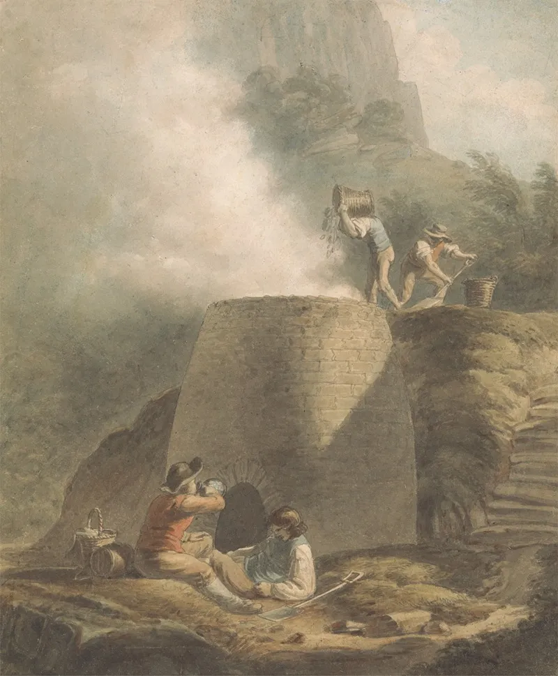 Landscape With Lime Kiln And Workmen Wall Art by William Marshall Craig - High-Resolution Digital Print