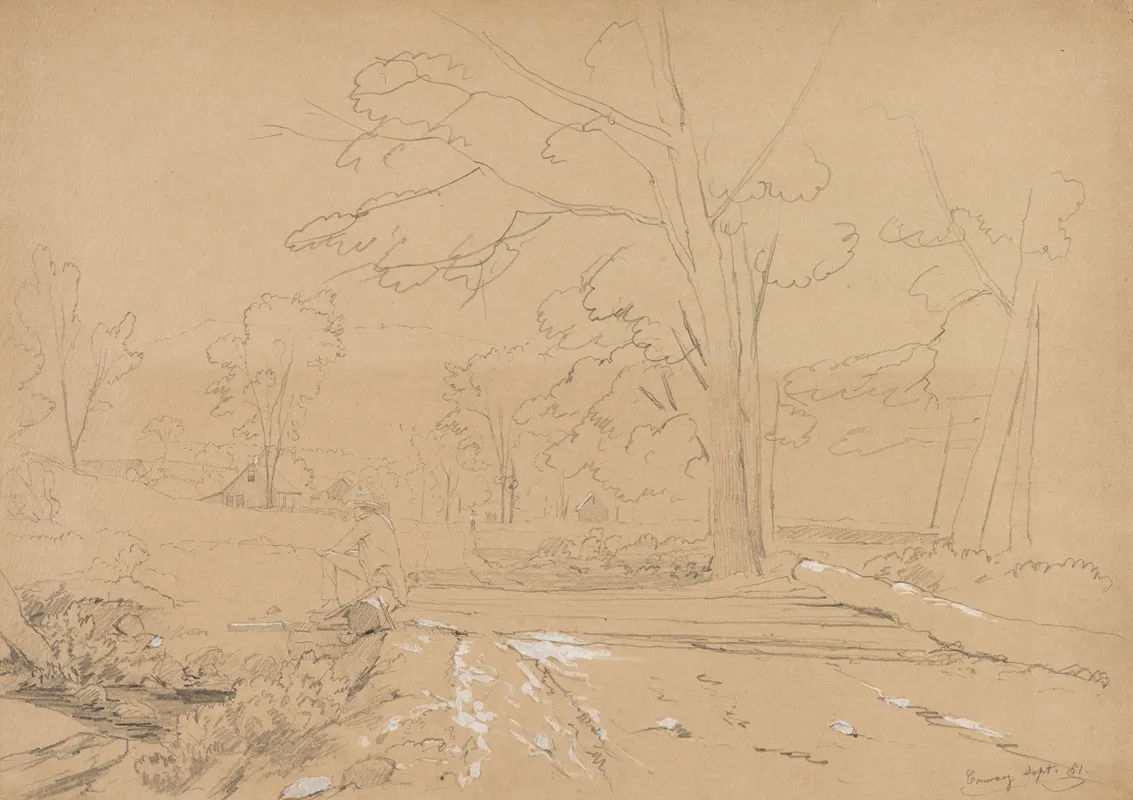 Landscape With Man Fishing Conway New Hampshire