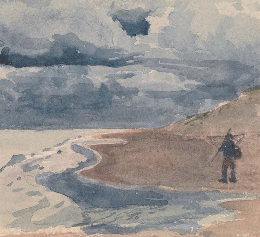 Landscape With Man On Beach Wall Art by William Collins - High-Resolution Digital Print