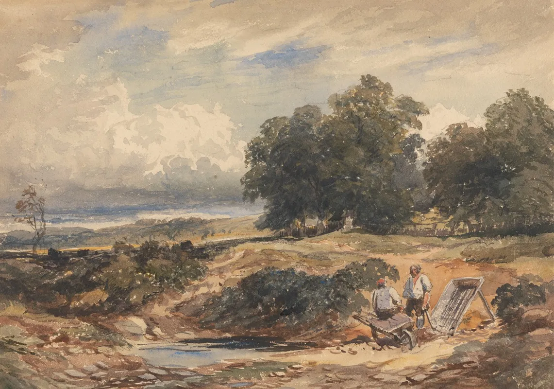 Landscape With Men Sifting Sand Wall Art by David Cox Jnr - High-Resolution Digital Print