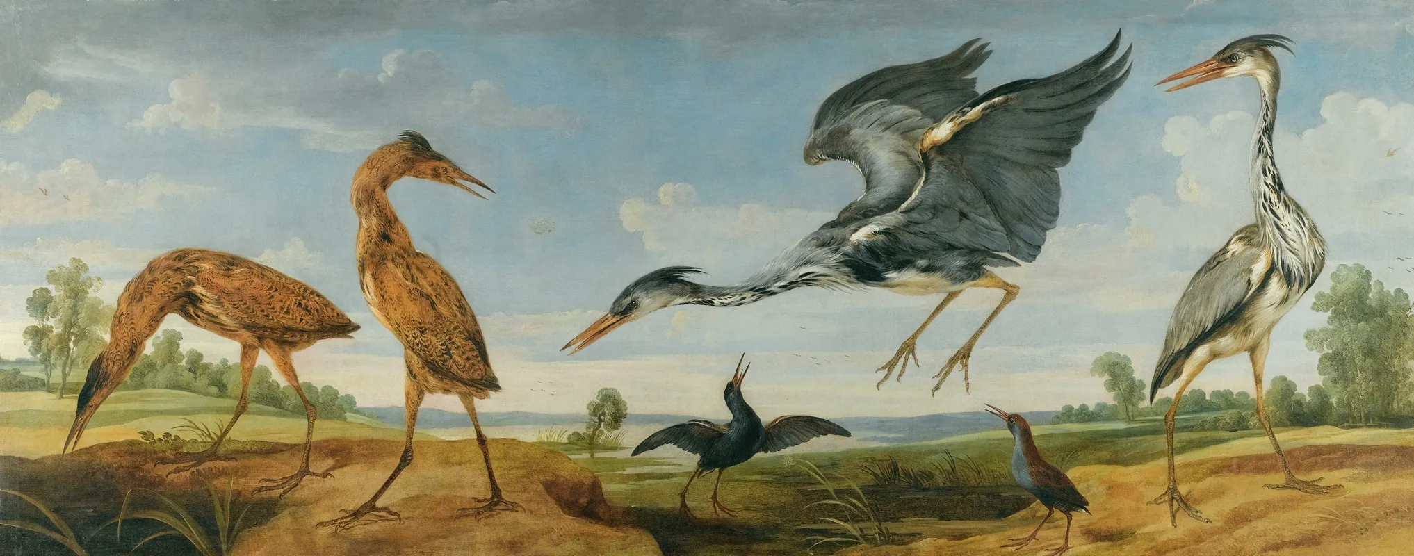 Landscape With Pairs Of Herons And Bitterns Wall Art by Paul de Vos - High-Resolution Digital Print