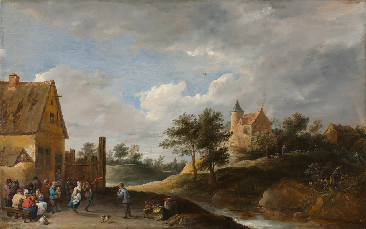 Landscape With Peasants Dancing Wall Art by David Teniers The Elder - High-Resolution Digital Print