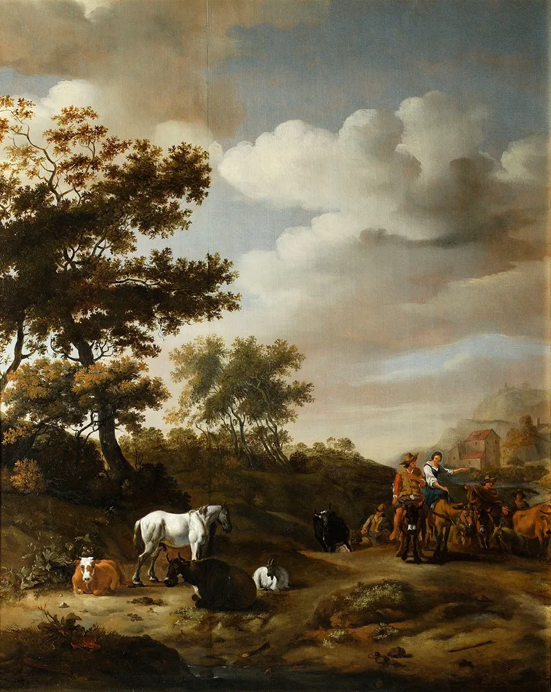 Landscape With People And Cattle Wall Art by Abraham Jansz. Begeyn - High-Resolution Digital Print