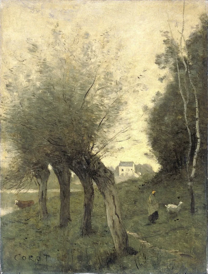 Landscape With Pollard Willows Wall Art by Jean-Baptiste-Camille Corot - High-Resolution Digital Print