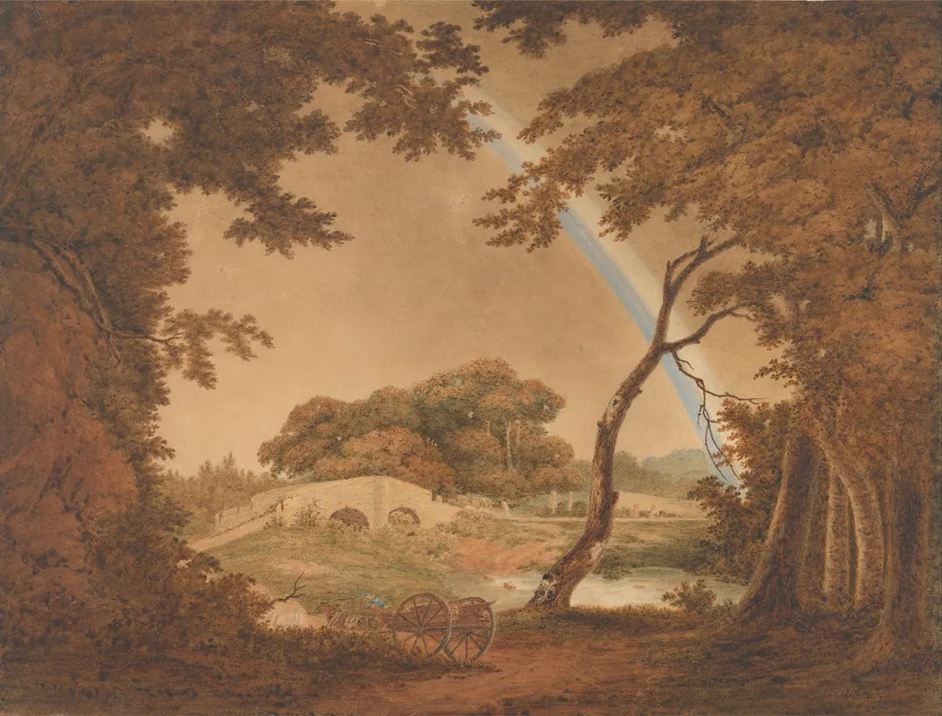 Landscape With Rainbow View Near Chesterfield Wall Art by Joseph Wright of Derby - High-Resolution Digital Print