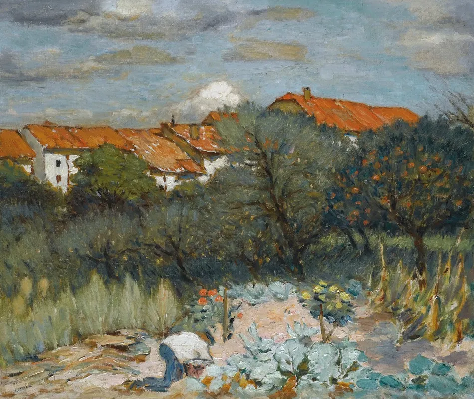 Landscape With Red Roofs Wall Art by Peter Alexandrovitch Nilouss - High-Resolution Digital Print