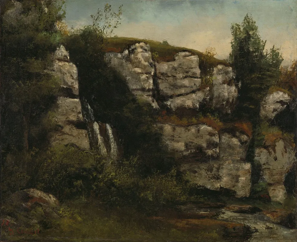 Landscape With Rocky Cliffs And A Waterfall