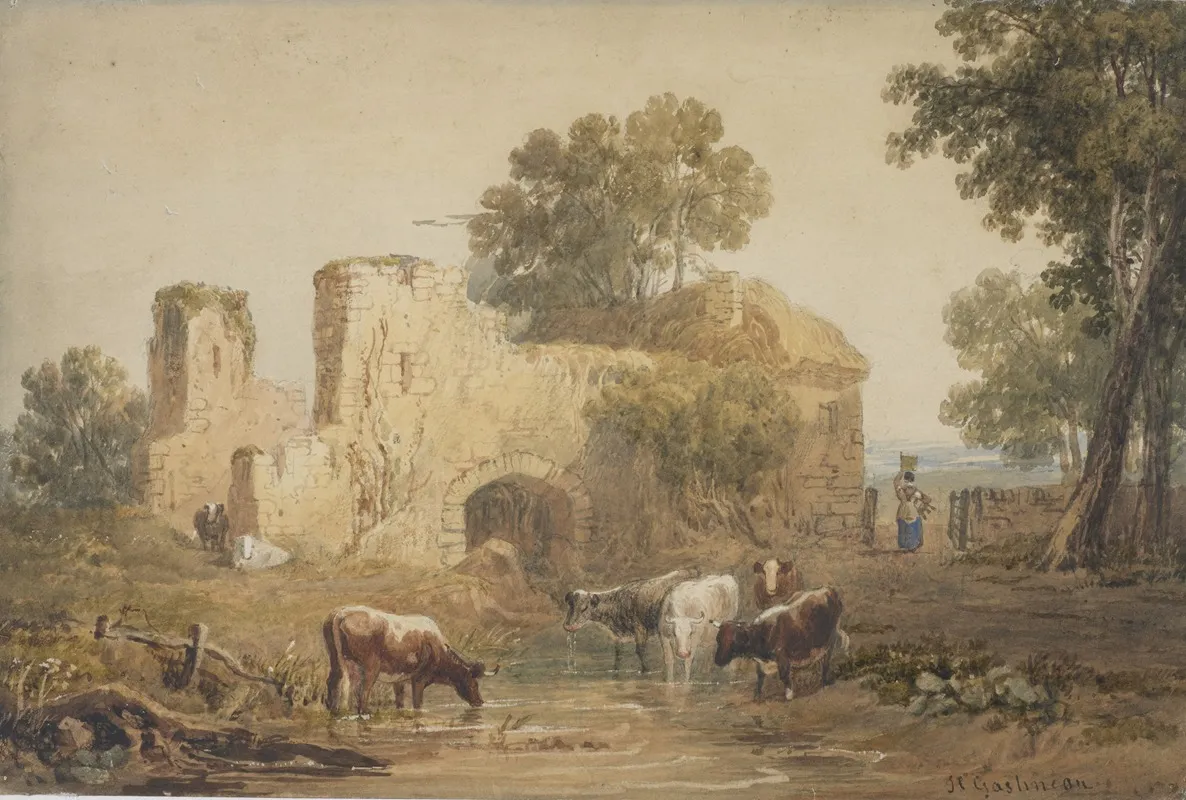 Landscape With Ruined Building Wall Art by Henry Gastineau - High-Resolution Digital Print