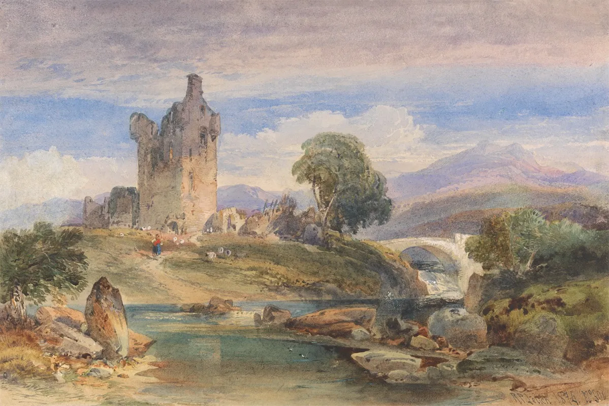 Landscape With Ruined Castle On The Esk Wall Art by Richard Principle Leitch - High-Resolution Digital Print