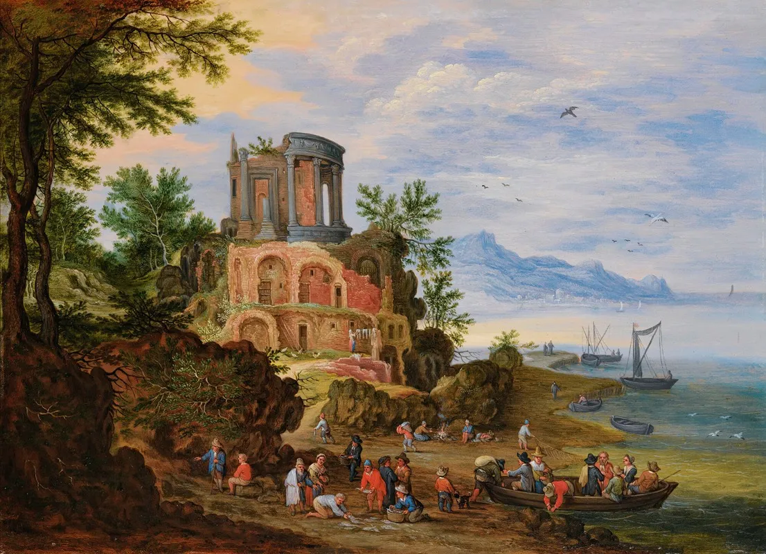 Landscape With Ruins Animated With Figures Wall Art by Jan Brueghel the Younger - High-Resolution Digital Print