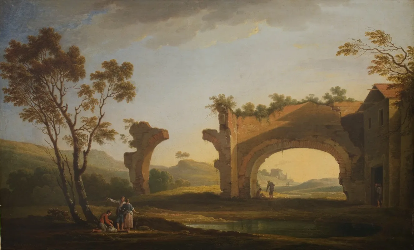 Landscape With Ruins Of The Aqueduct Wall Art by Adolf Fryderyk Harper - High-Resolution Digital Print