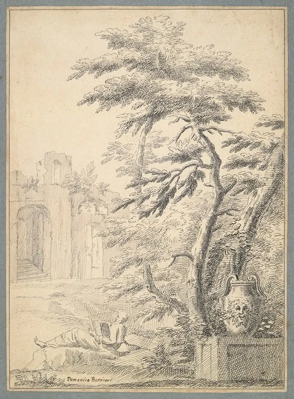 Landscape With Seated Figure Wall Art by Dominique Barrier - High-Resolution Digital Print