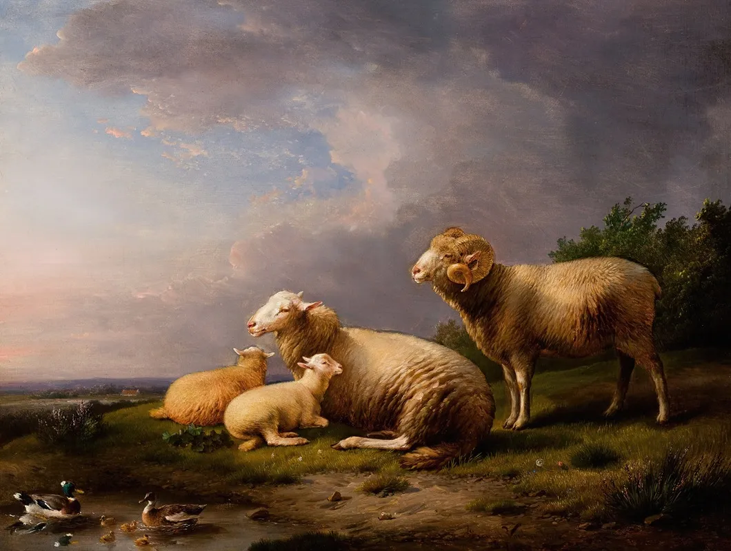 Landscape With Sheep 5 Wall Art by Franz Van Severdonck - High-Resolution Digital Print