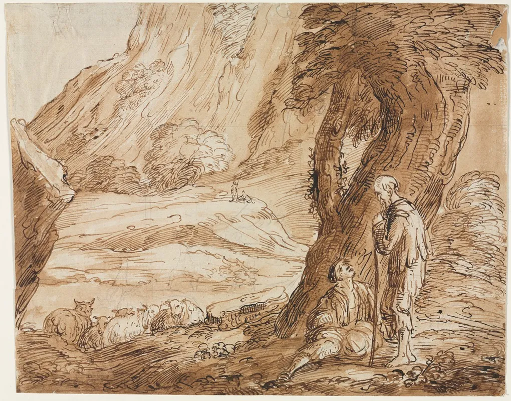 Landscape With Sheep And Two Shepherds