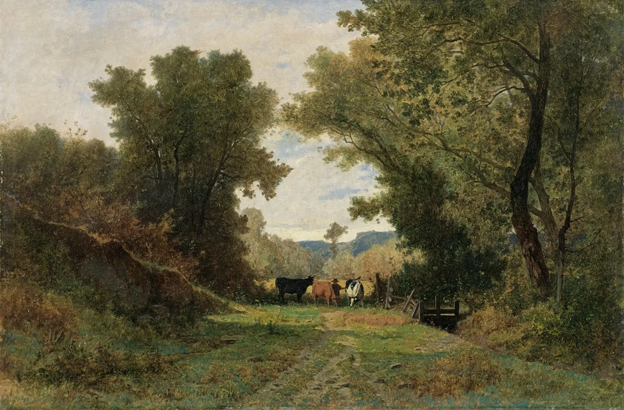 Landscape With Shepherd And Cattle Wall Art by Gustave Castan - High-Resolution Digital Print