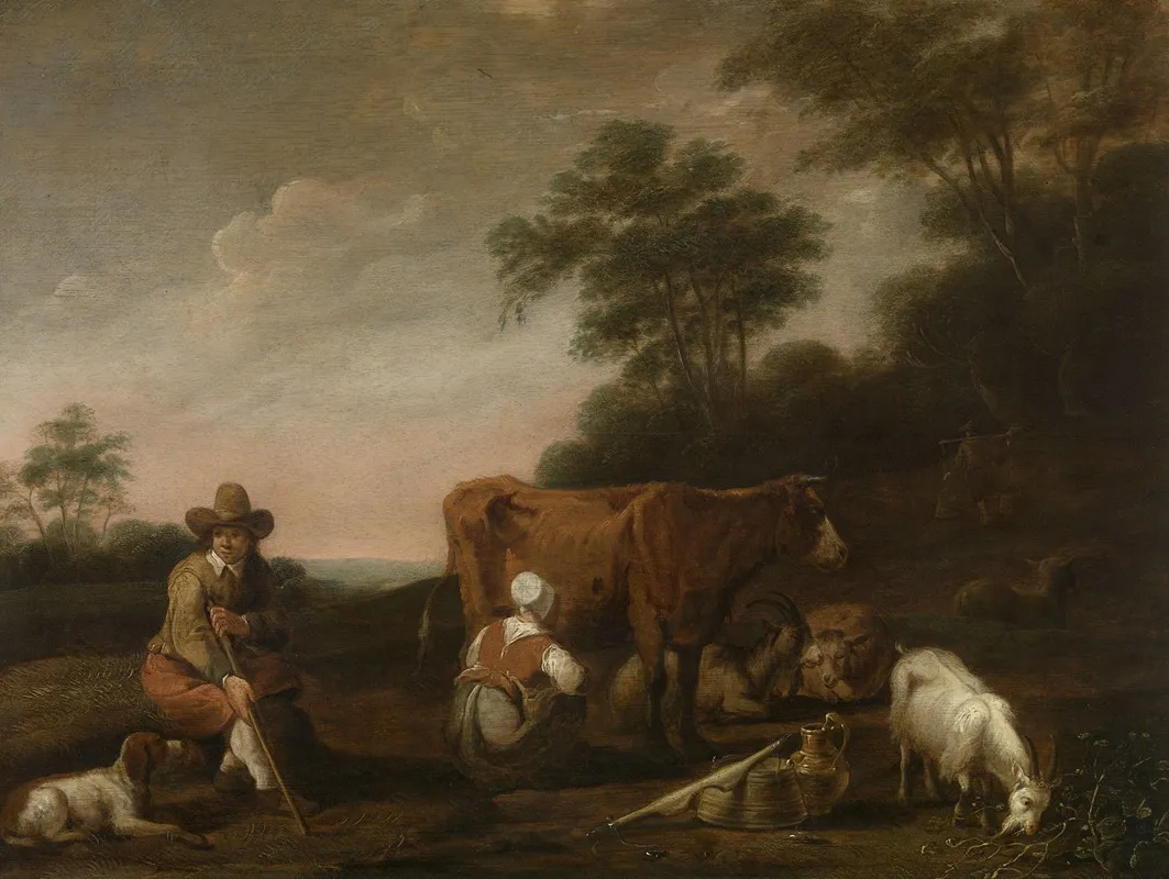 Landscape With Shepherd And Milkmaid Wall Art by Aelbert Cuyp - High-Resolution Digital Print