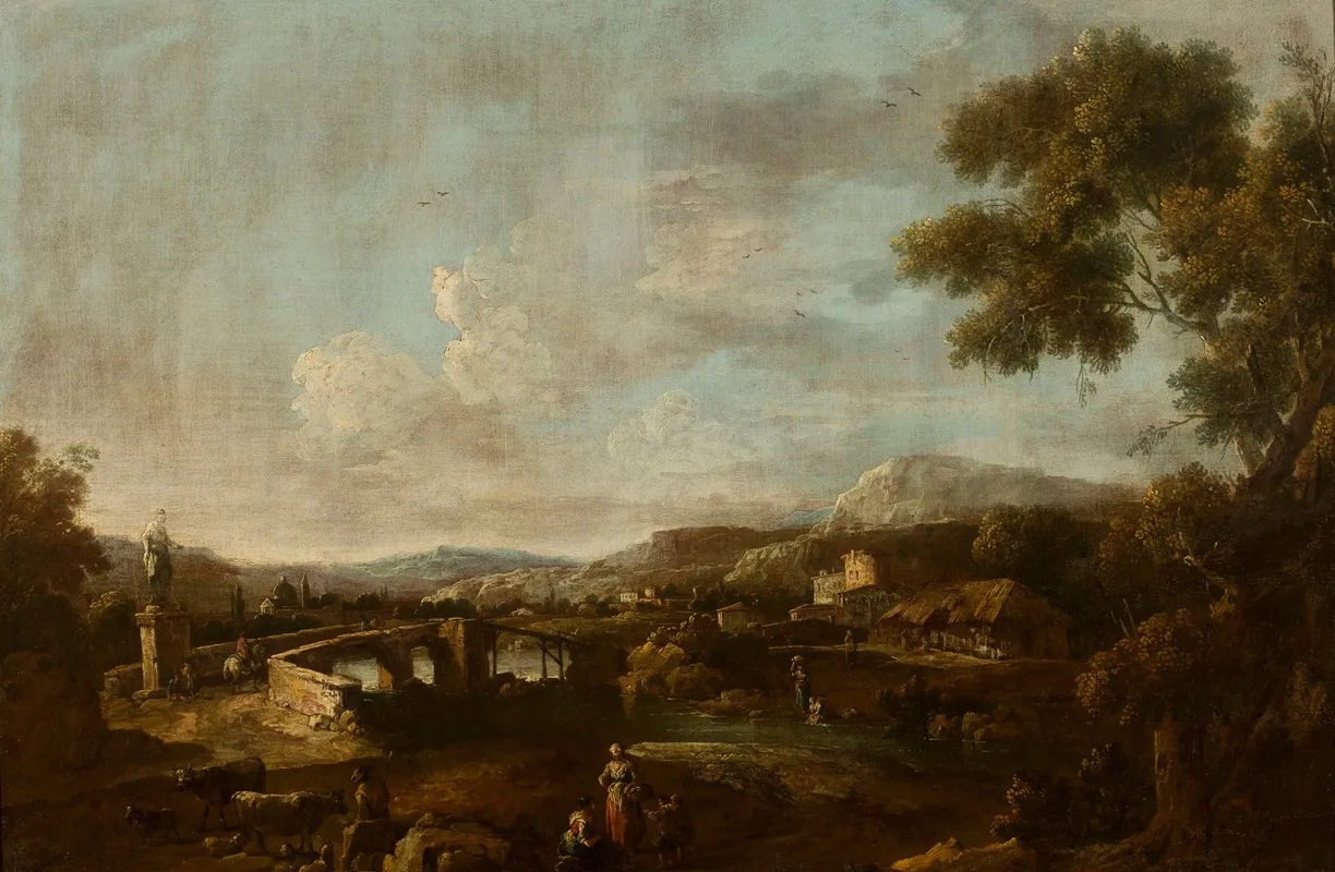 Landscape With Staffage Wall Art by Antonio Diziani - High-Resolution Digital Print