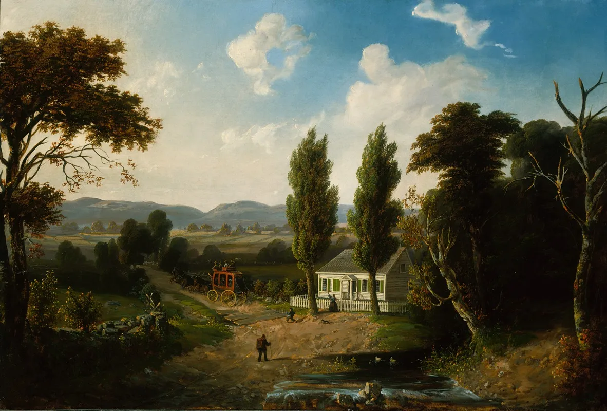 Landscape With Stagecoach Wall Art by Henry Boese - High-Resolution Digital Print