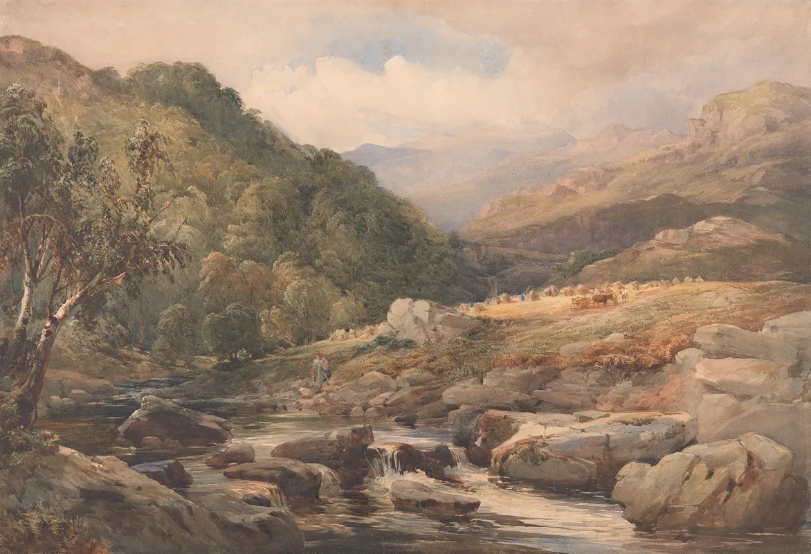 Landscape With Stream And Haymakers