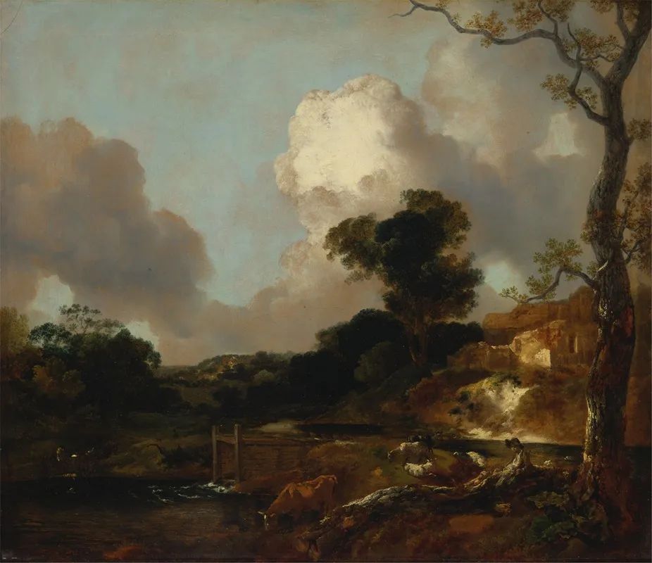 Landscape With Stream And Weir Wall Art by Thomas Gainsborough - High-Resolution Digital Print