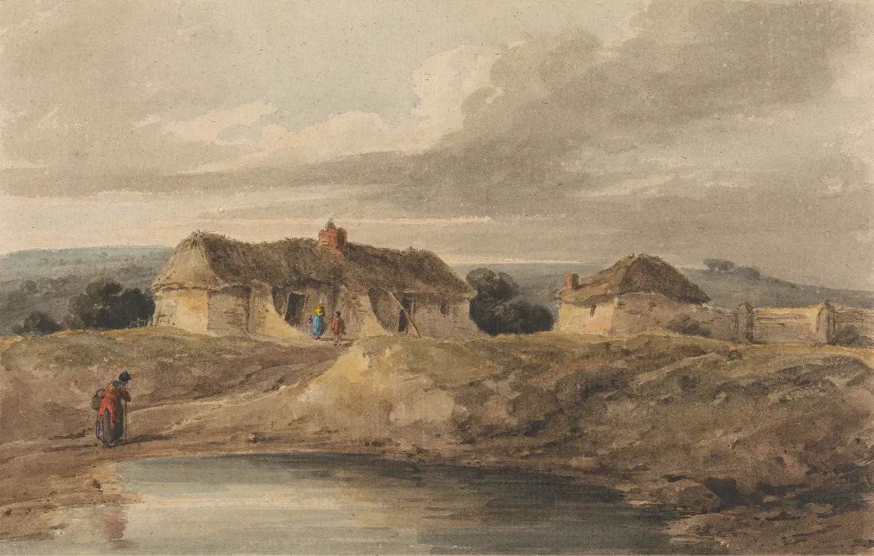 Landscape With Thatched Buildings Wall Art by Amelia Long - High-Resolution Digital Print