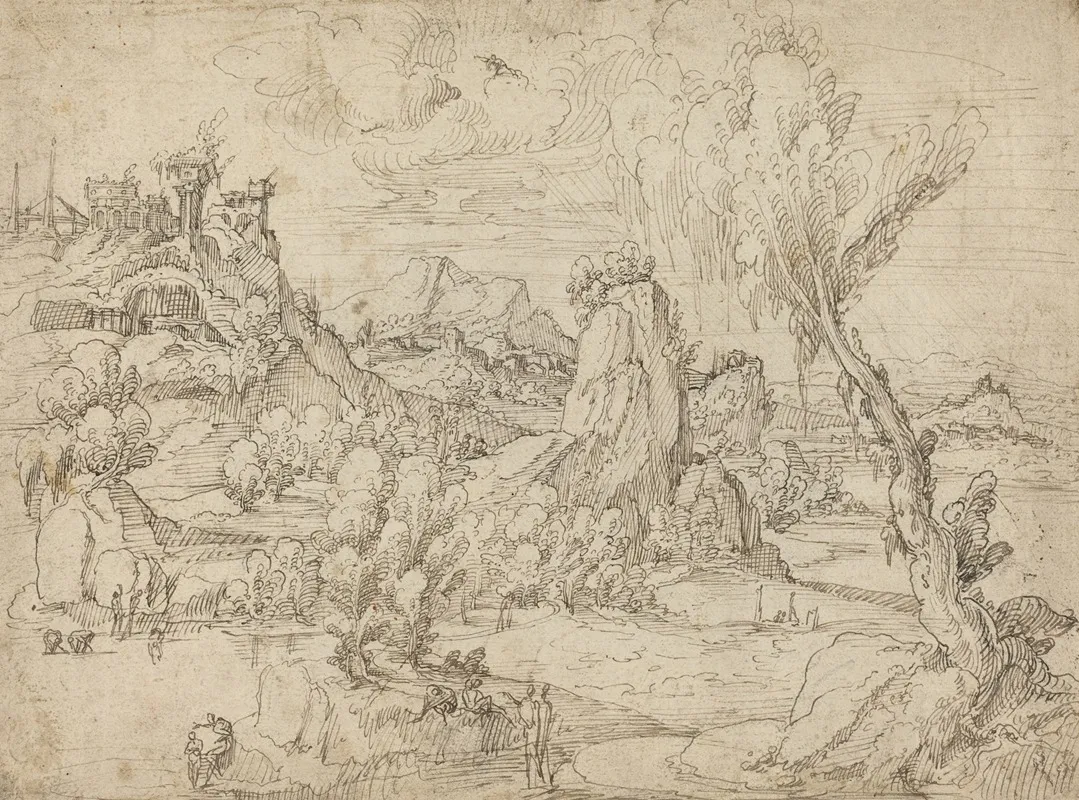 Landscape With The Baptism Of Christ Wall Art by Pieter Cornelisz Kunst - High-Resolution Digital Print