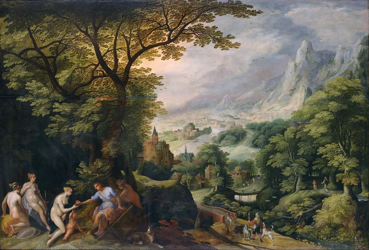 Landscape With The Judgement Of Paris Wall Art by Gillis van Coninxloo - High-Resolution Digital Print