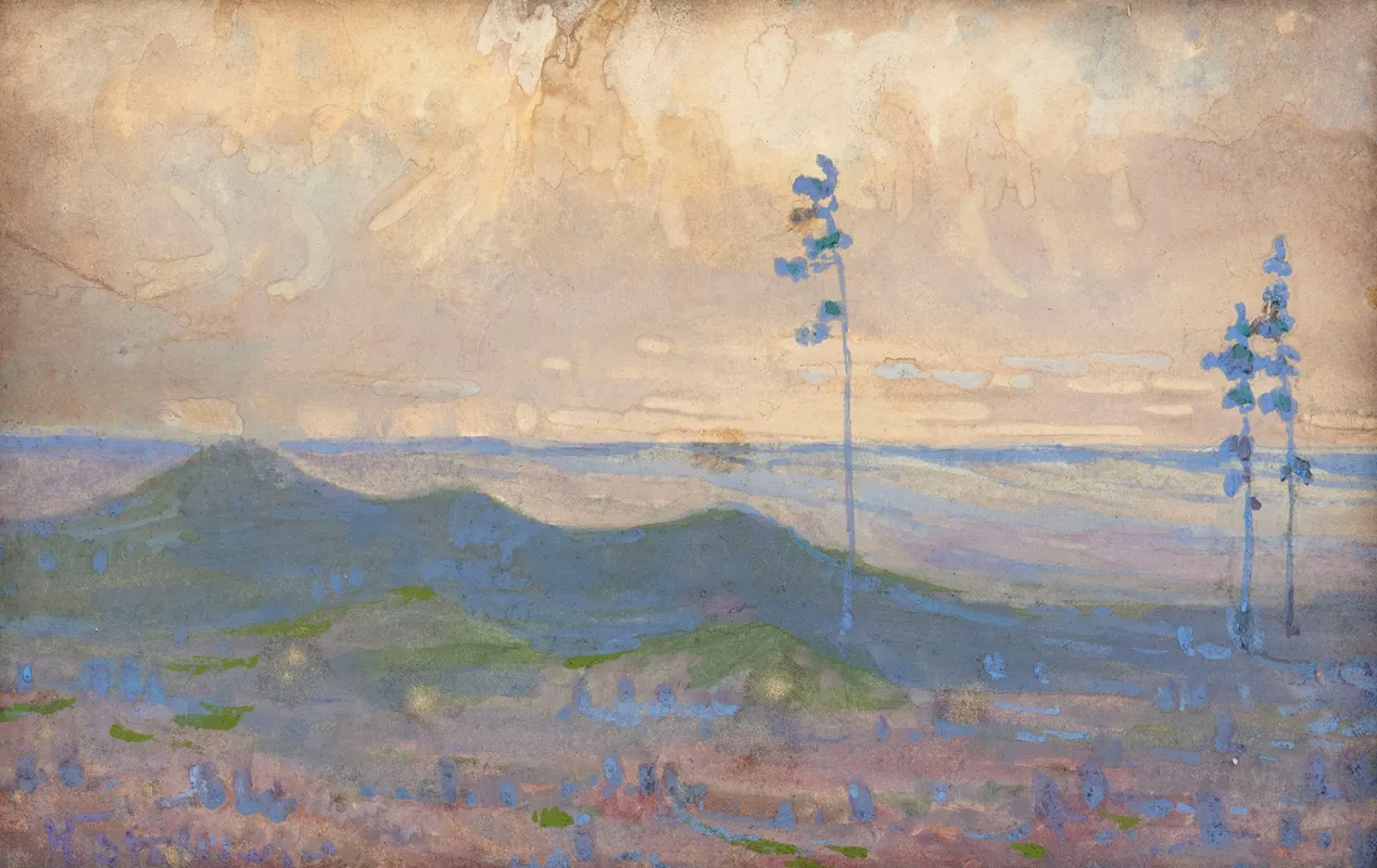 Landscape With Three Trees 4 Wall Art by Kazimierz Stabrowski - High-Resolution Digital Print