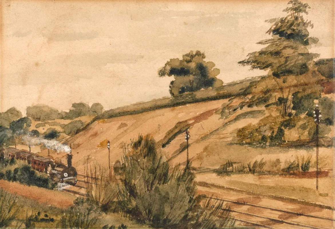 Landscape With Train Wall Art by Edward W. Fitch - High-Resolution Digital Print