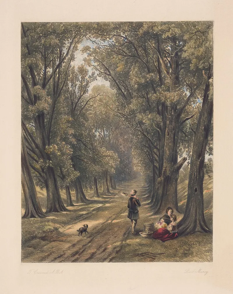 Landscape With Tree Lined Country Road Thomas Creswick