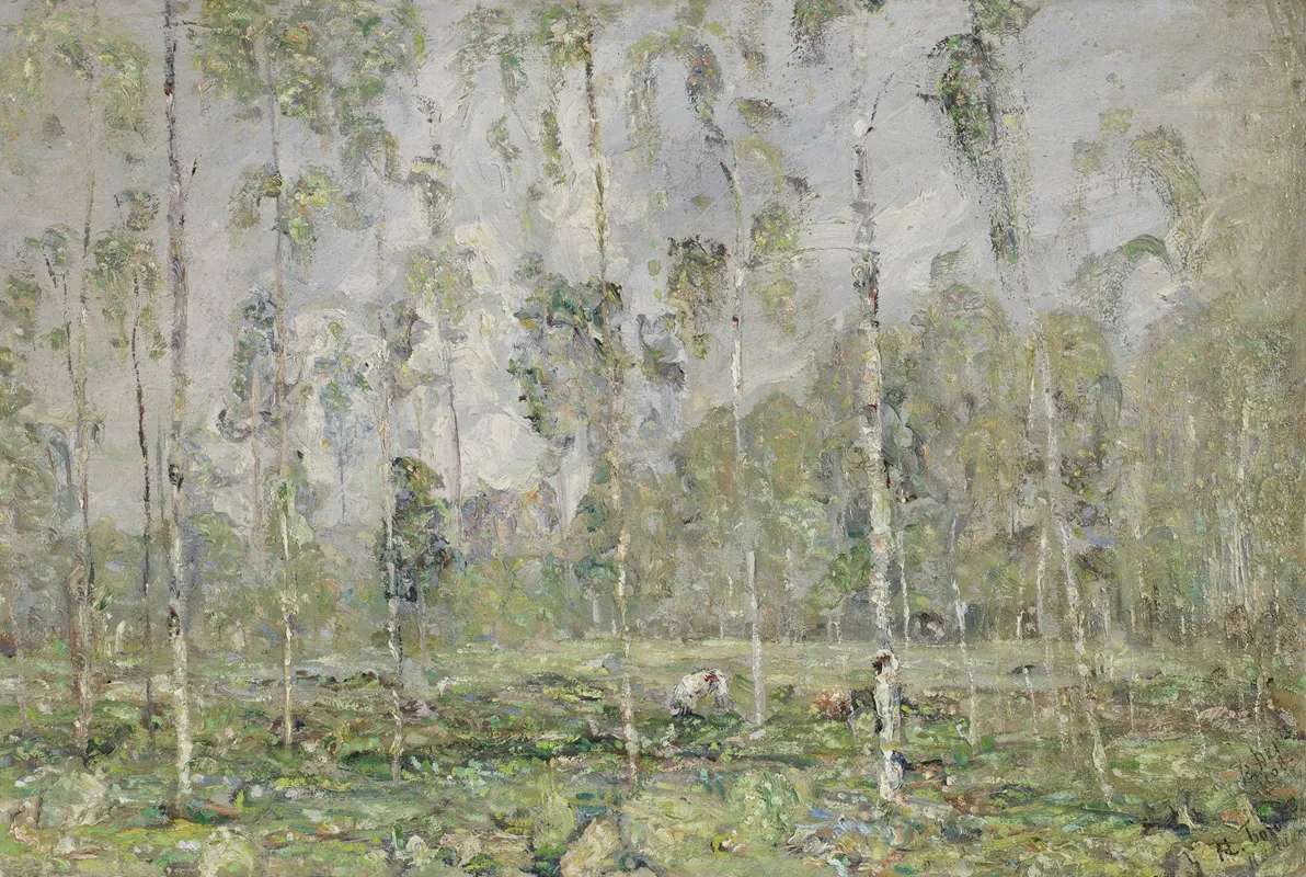 Landscape With Trees C 1910 Wall Art by Vasili Ivanovich Denisov - High-Resolution Digital Print