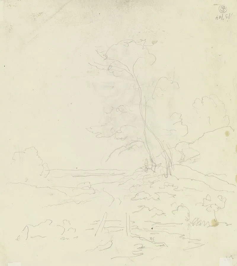 Landscape With Two Trees 2 Wall Art by Carl Spitzweg - High-Resolution Digital Print