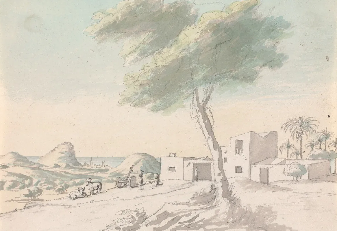 Landscape With View Of Coast And Palm Trees In The Distance