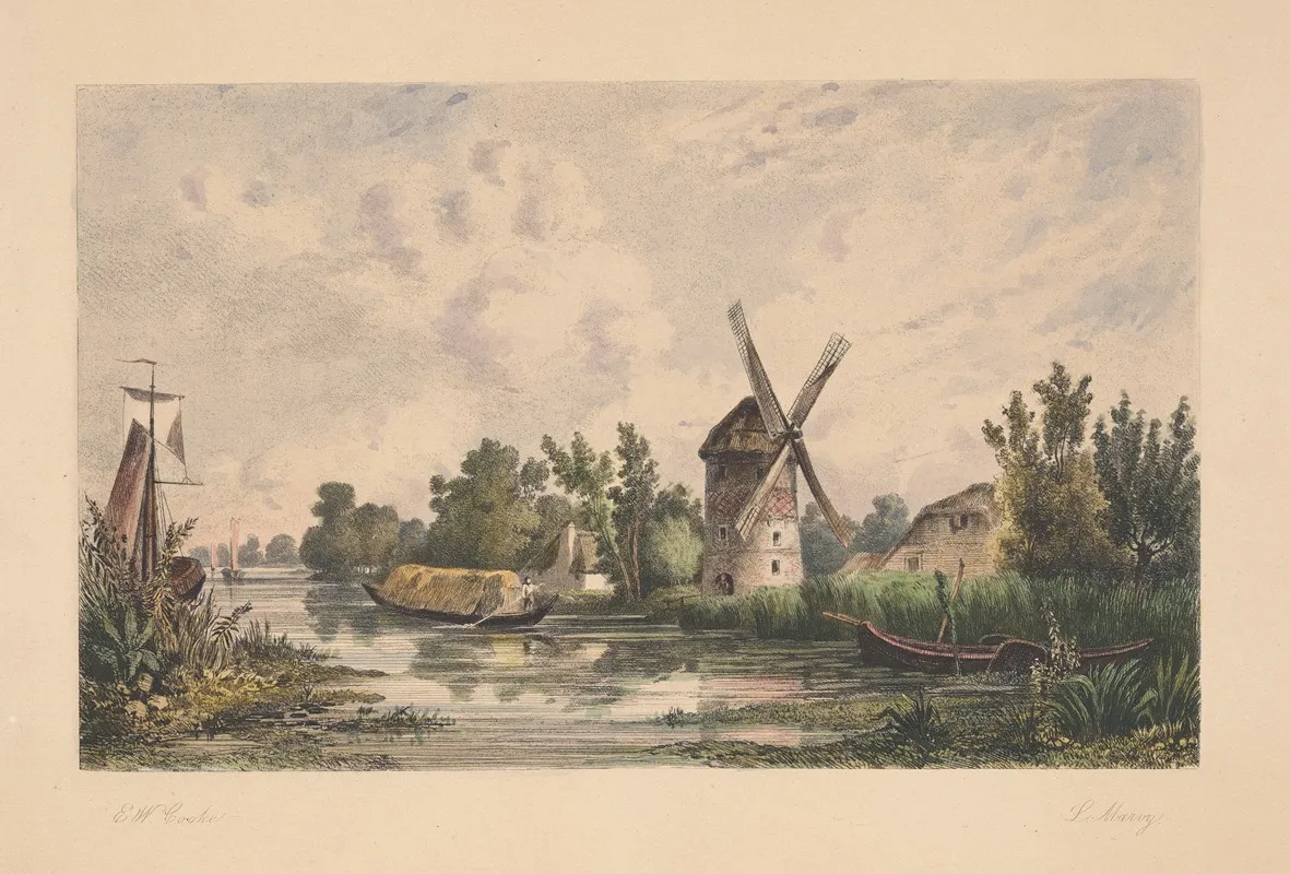 Landscape With Windmill Edward William Cooke