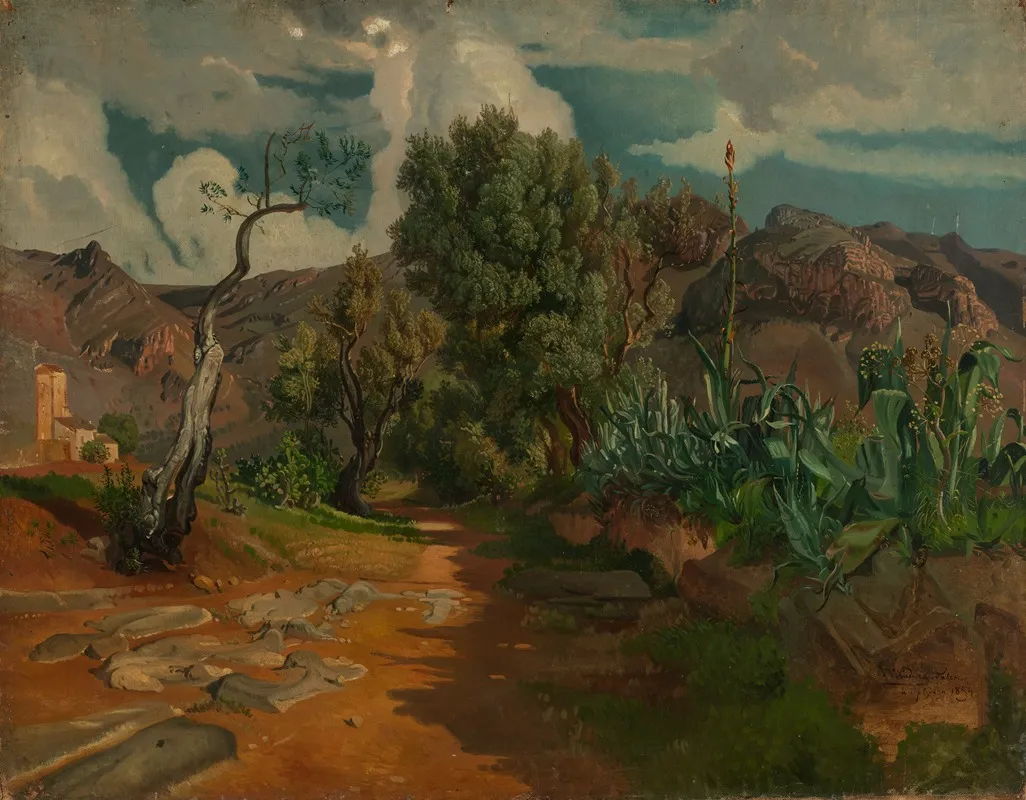 Landschaft Bei Palermo Wall Art by Heinrich Ludwig - High-Resolution Digital Print