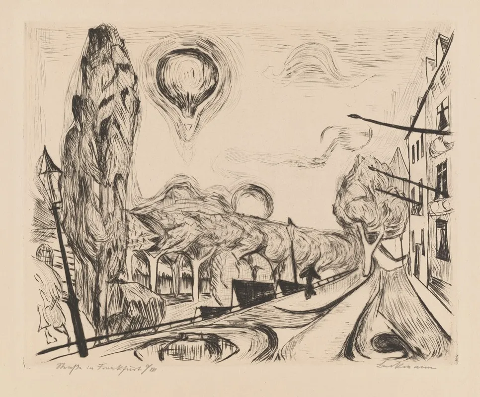 Landschaft Mit Ballon Landscape With Balloon Wall Art by Max Beckmann - High-Resolution Digital Print