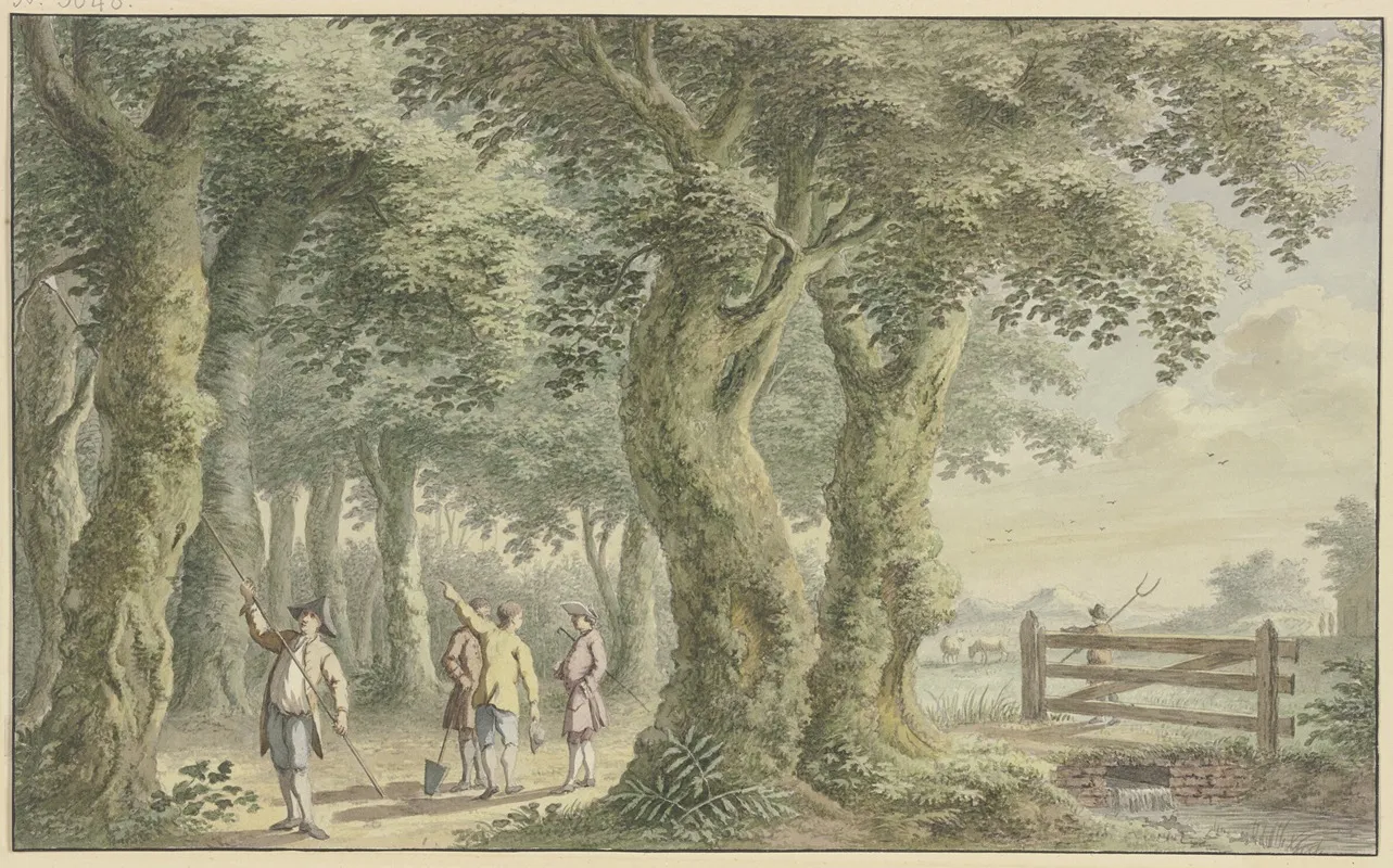 Landschaft Mit Baumen Weidegatter Und Figuren