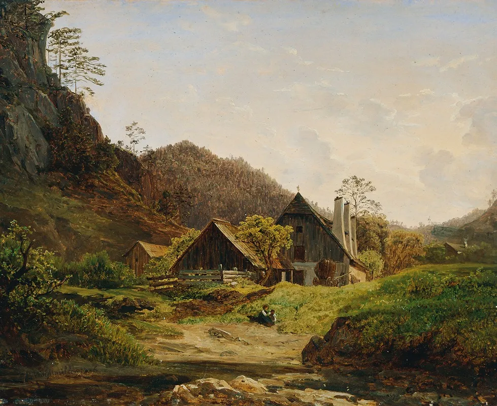Landschaft Mit Hammerschmiede Wall Art by Ferdinand Georg Waldmüller - High-Resolution Digital Print