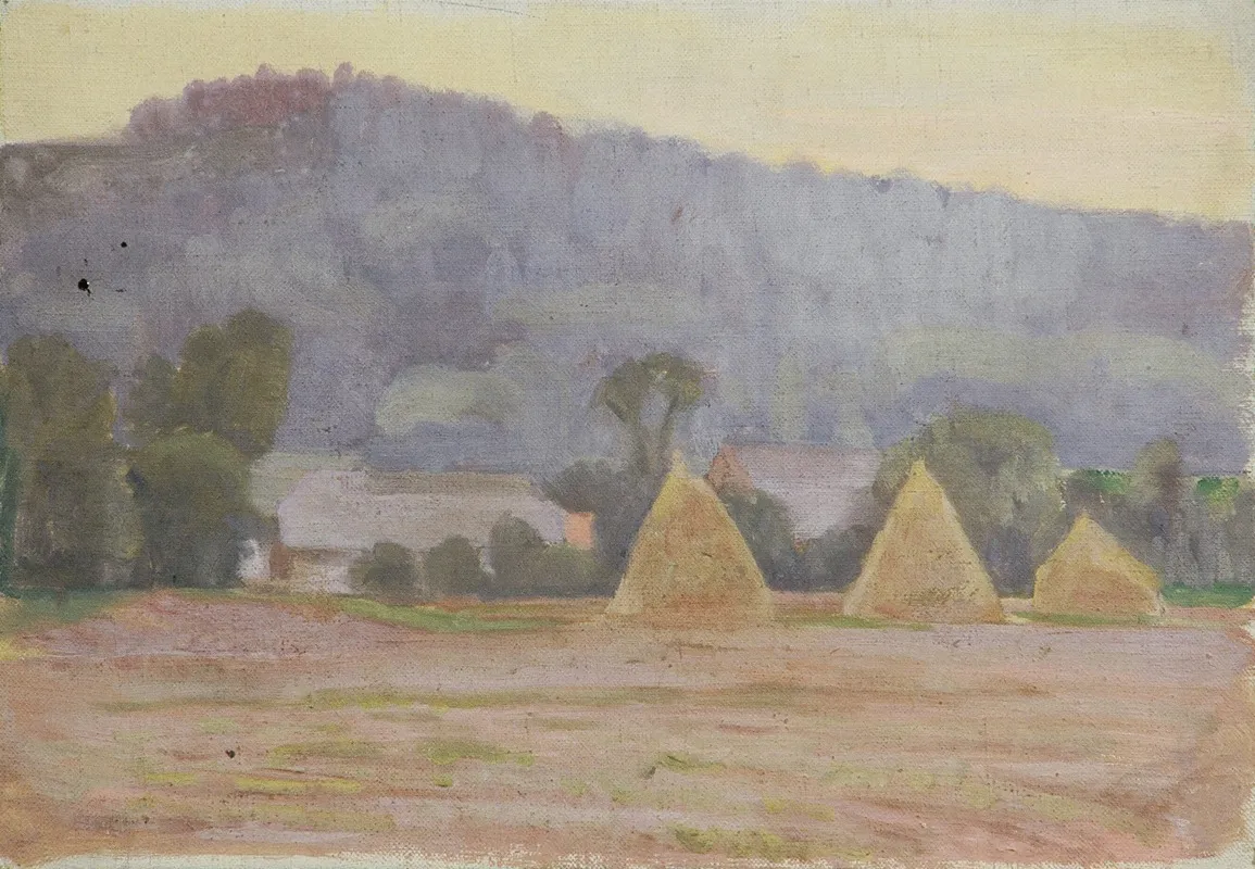 Landschaft Mit Heuschobern