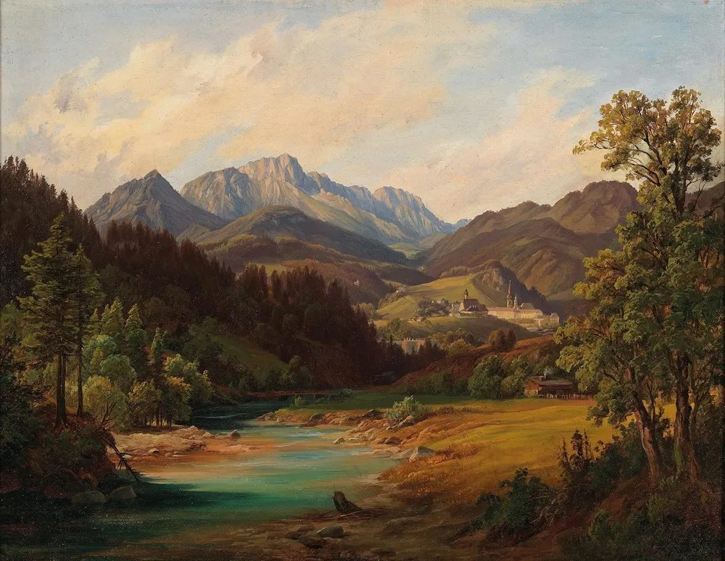 Landschaft Mit Kloster 1844 Wall Art by Anton Schiffer - High-Resolution Digital Print