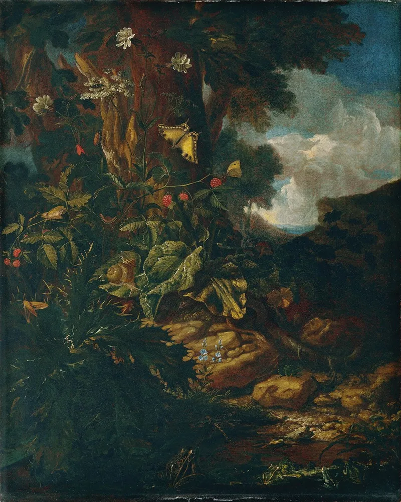 Landschaft Mit Reptilien Und Insekten Wall Art by Johann Adalbert Angermayer - High-Resolution Digital Print